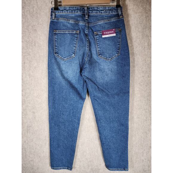 VIGOSS Medium Wash Friday Tapered Boyfriend High Rise Stretch Jeans NWT SZ 26x26 - Picture 2 of 6